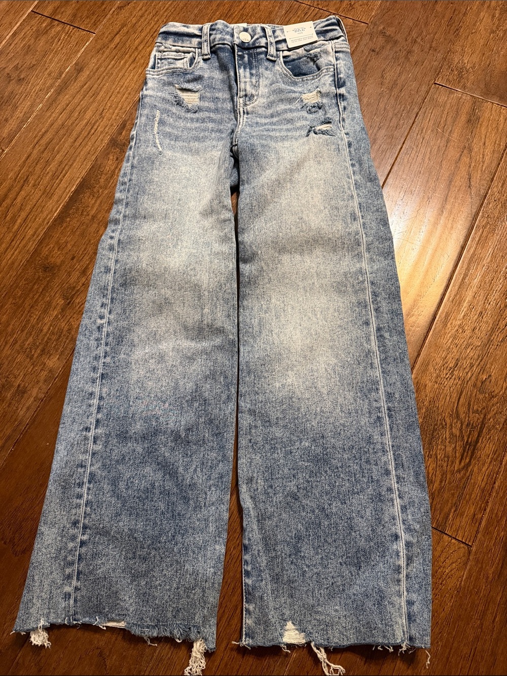 BKE Light Blue Washed Distressed Wideleg Jeans
